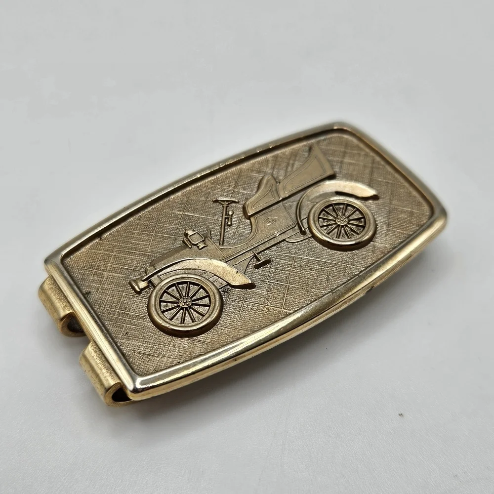 VINTAGE Anson Ford Model A Antique Classic Car Gold Tone Money Clip